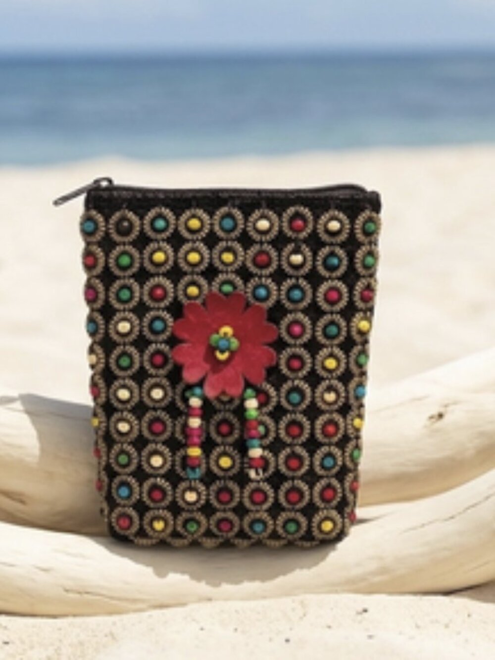 🌴🌺Boho-Chic Handcrafted Beaded Beach Crossbody Pouch – Tropical Floral 🌊☀️